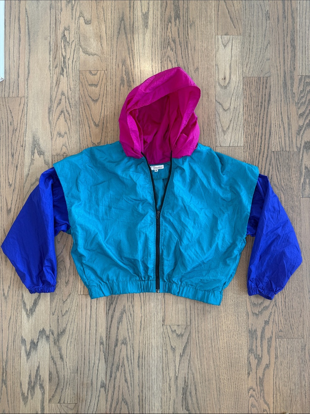 Norm Thompson Vintage Colorblock Windbreaker Jacket in Teal, Purple & Pink Sz M